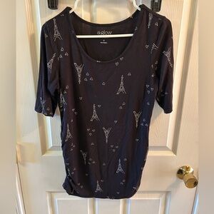 a:glow Black Eiffel Tower Print Women's Top